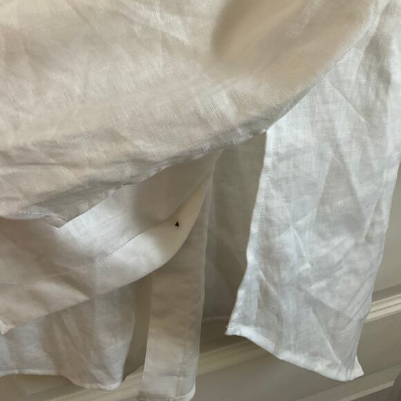 Go Silk White 100% Linen Boho Asymmetrical Hem Lagenlook Top - Size XL - Picture 5 of 8